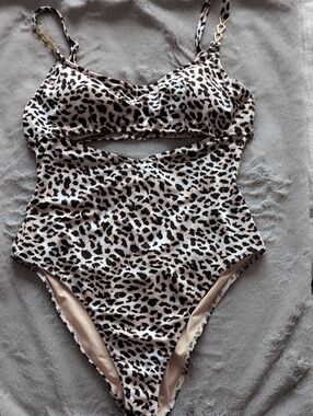 Victoria's Secret Leopard Print Cut-out Swimsuit With Gold Accents
